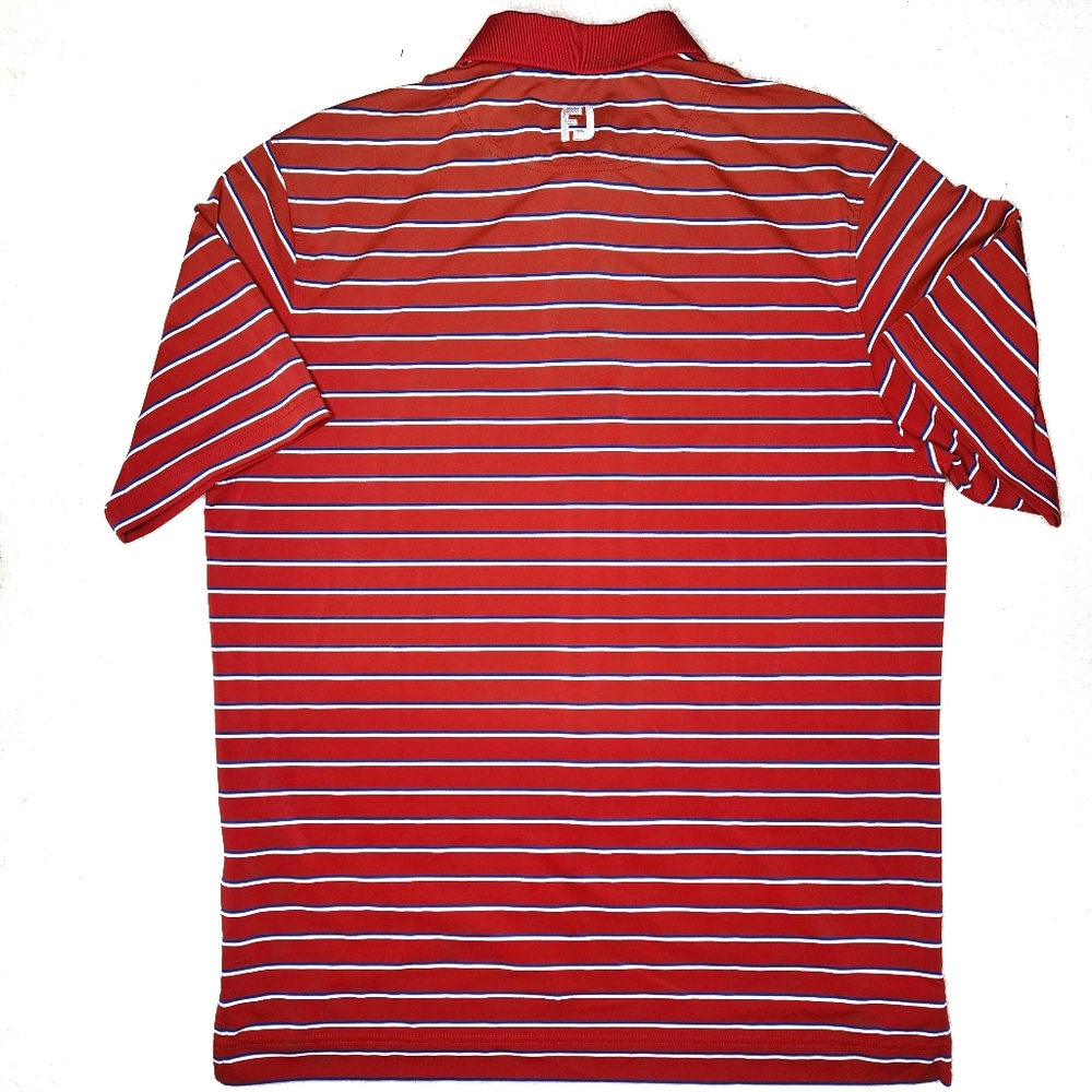 FootJoy Red and White Striped M3ns Large Polo - Picture 3 of 3
